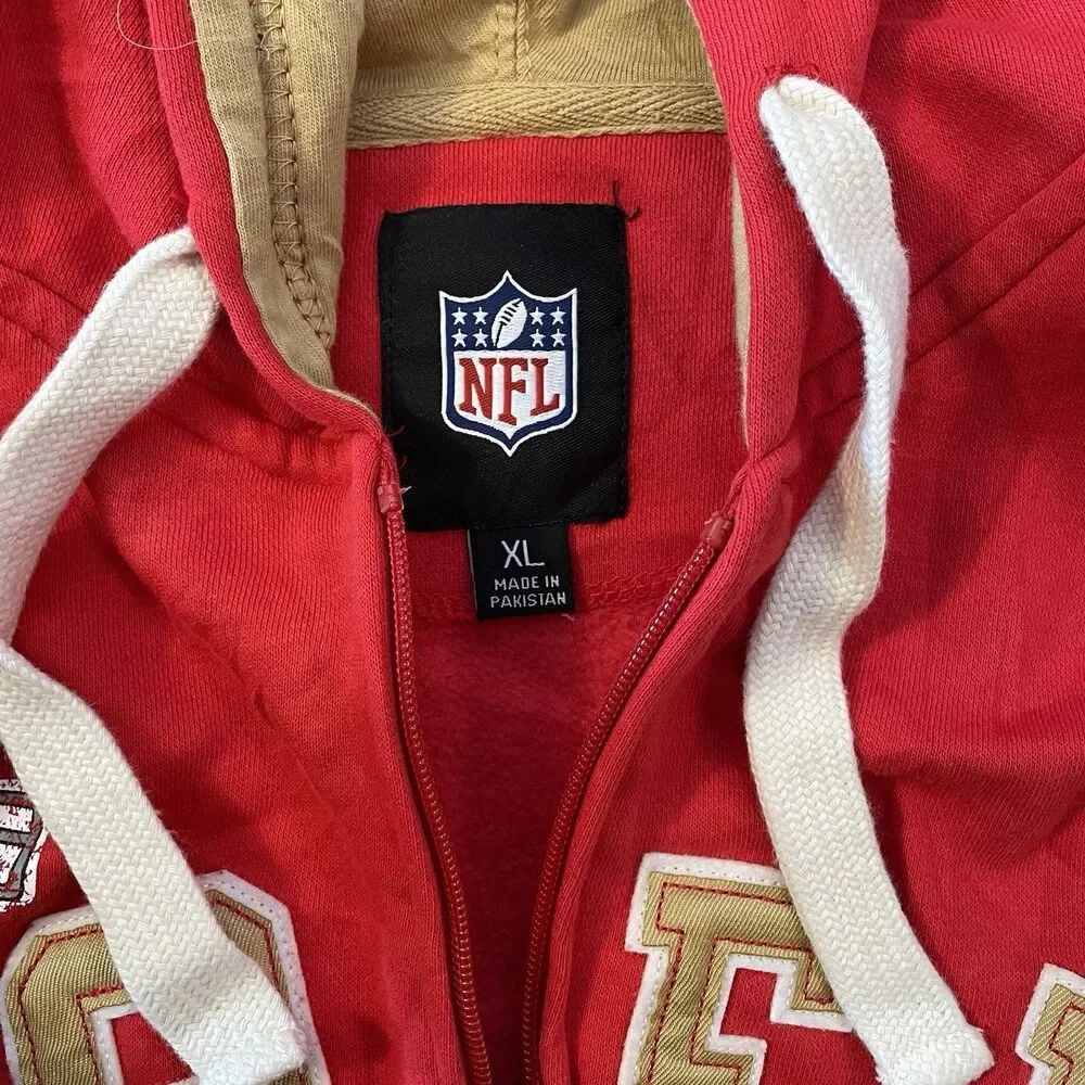 San Francisco 49ers Hoodie size XL Red NFL Football Zip Sweatshirt - Picture 6 of 10
